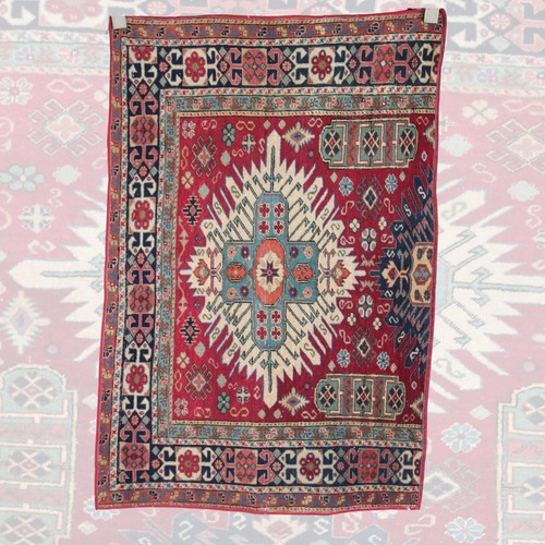 Antique handmade rug remnant - rug,